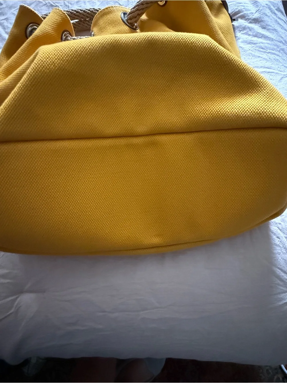 Michael Kors Bright Yellow Canvas Drawstring Shoulder Bag